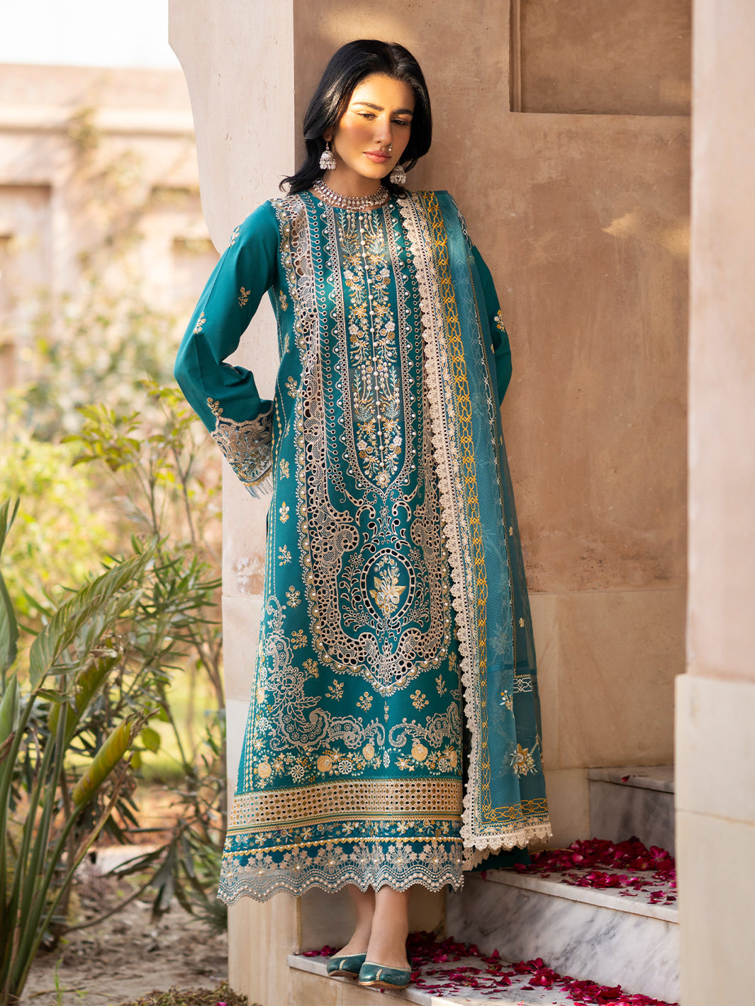 Binilyas | Dilbaro Embroidered Festive Lawn 24 | 404-B - Official Bin Ilyas - Agha Fabrics UK