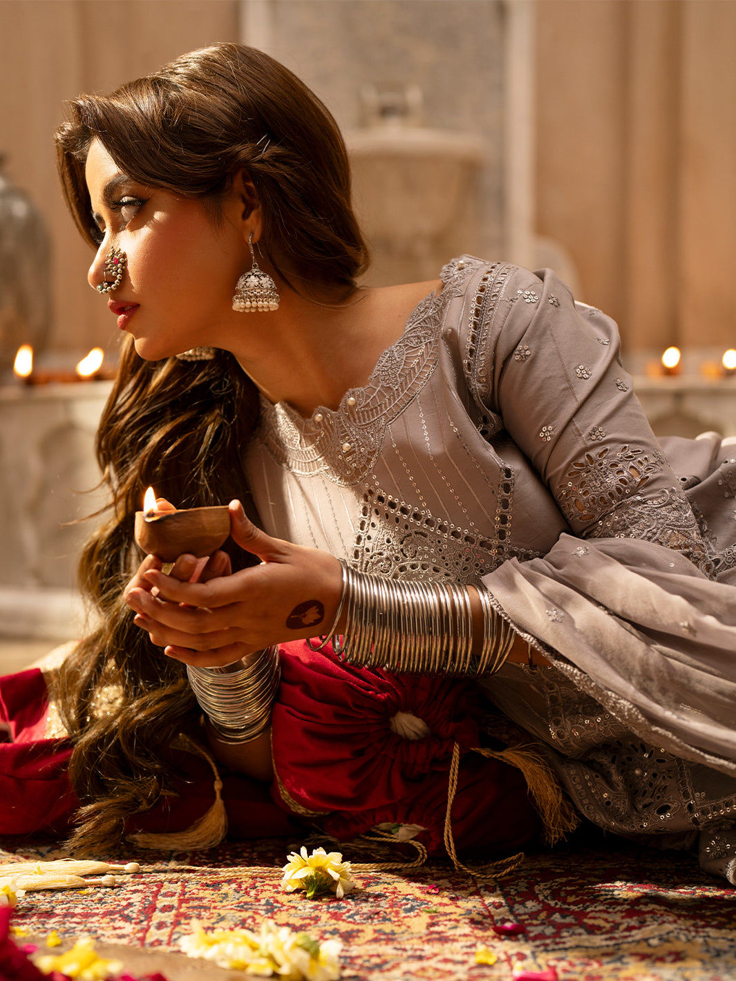 Binilyas | Dilbaro Embroidered Festive Lawn 24 | 401-B - Official Bin Ilyas - Agha Fabrics UK