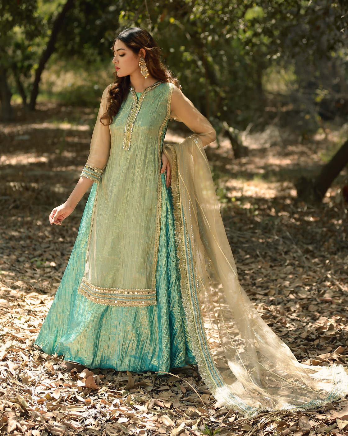 Zar | Formals Wear | Golden/Turquoise - Official Zar - Agha Fabrics UK