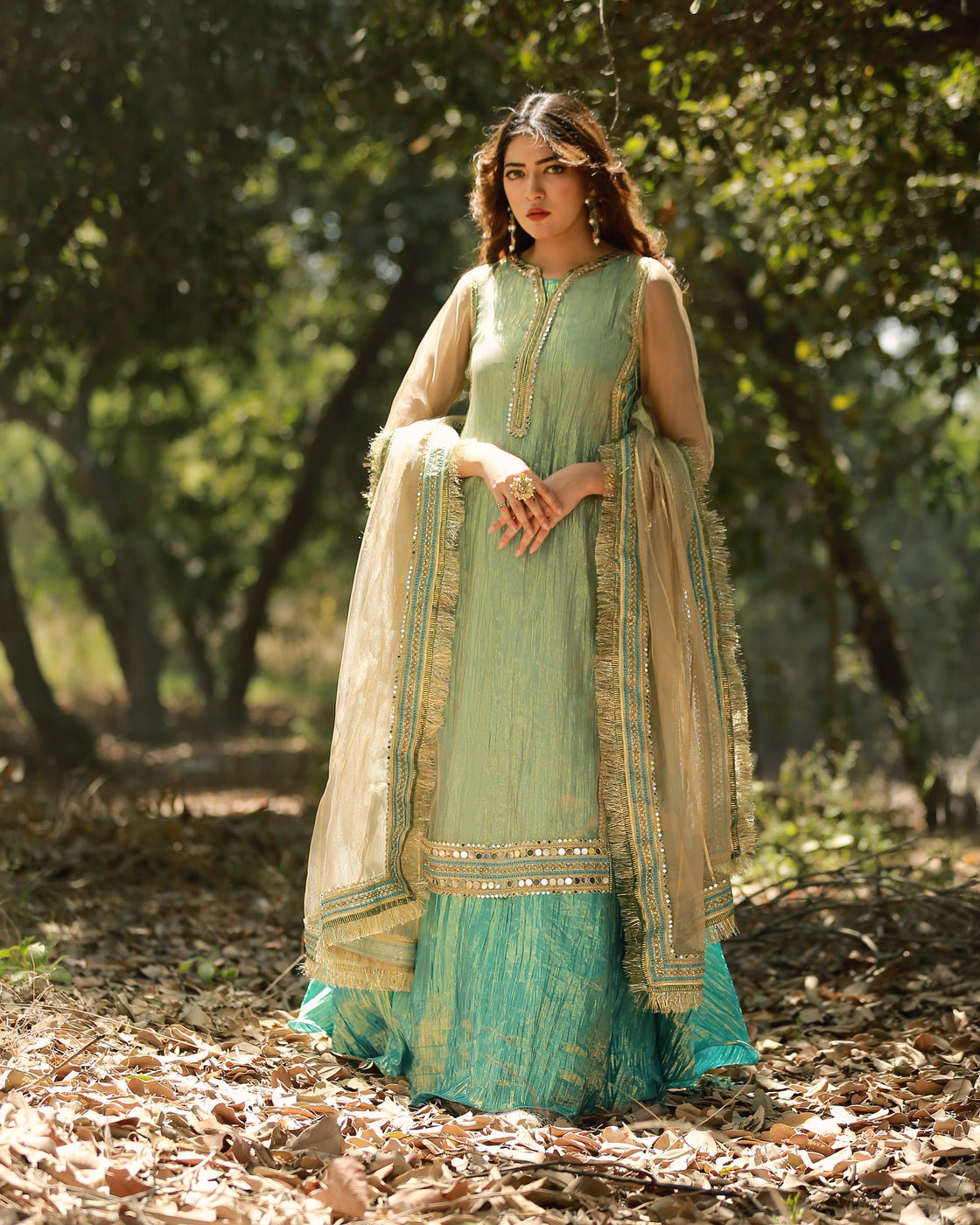 Zar | Formals Wear | Golden/Turquoise - Official Zar - Agha Fabrics UK