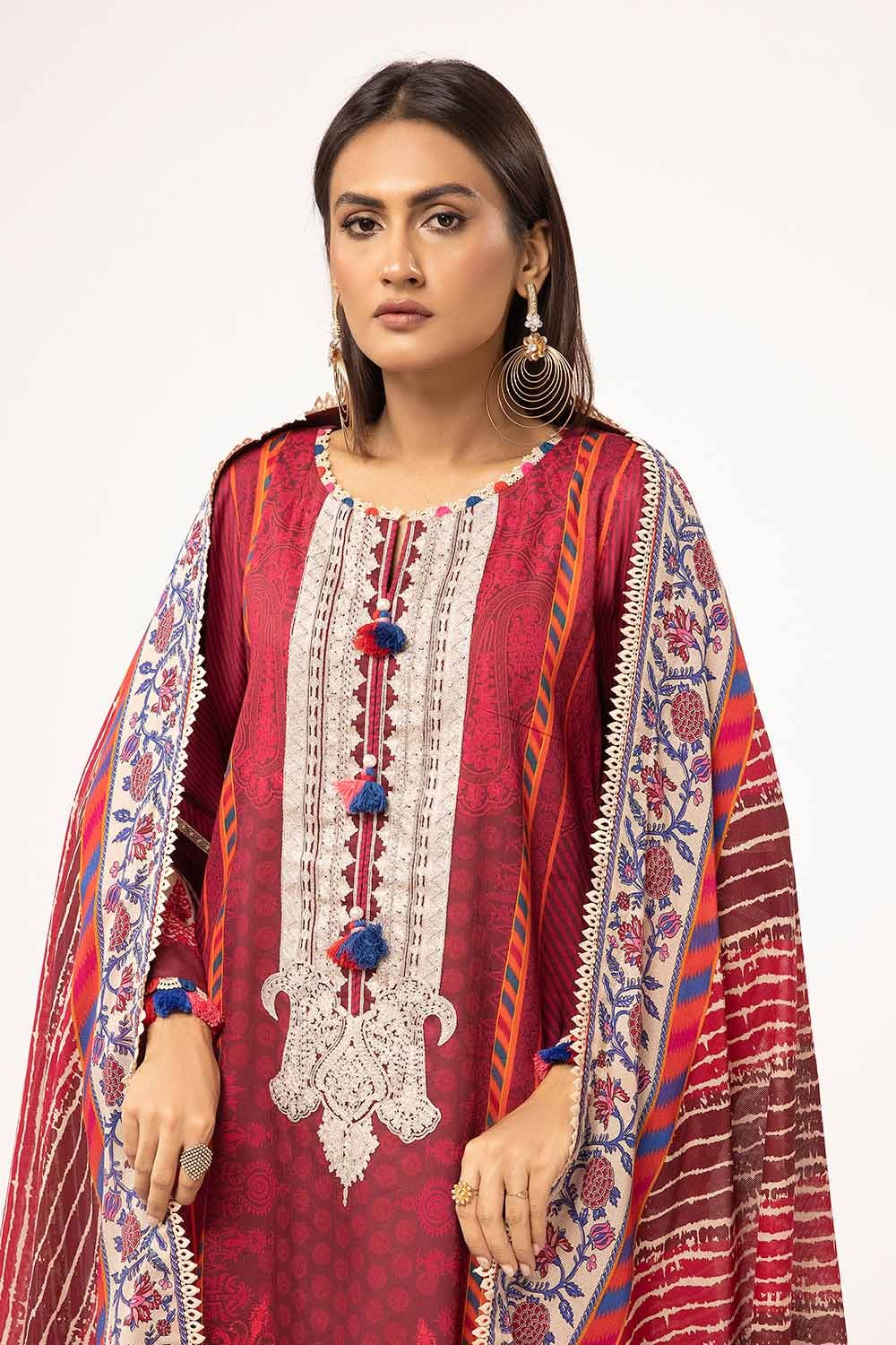 Gul Ahmed | Winter Collection 24 | Cotton Net Dupatta CD-42001 - Official Gul Ahmed - Agha Fabrics UK