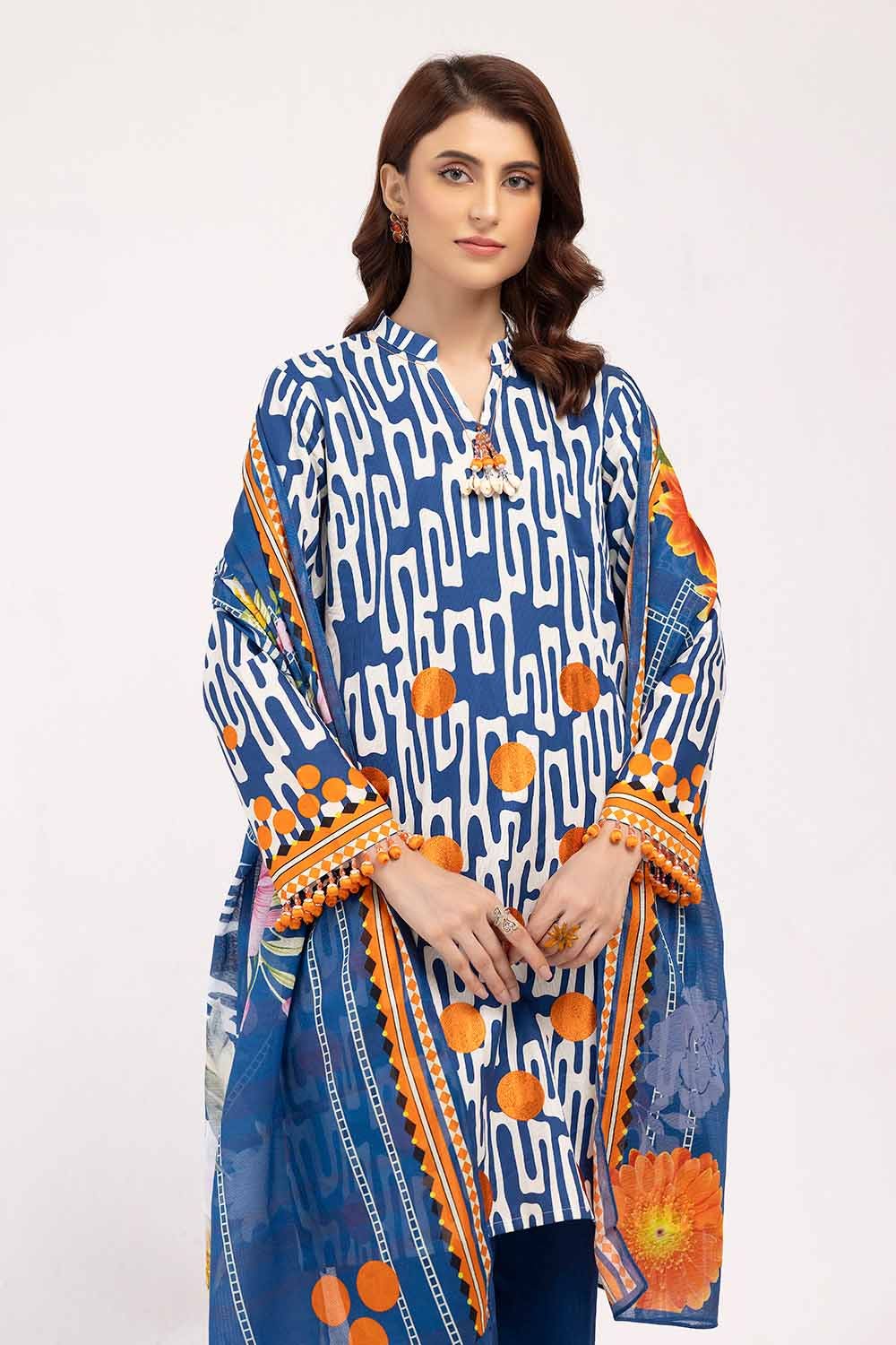 Gul Ahmed | Winter Collection 24 | Cotton Net Dupatta CD-42003 - Official Gul Ahmed - Agha Fabrics UK