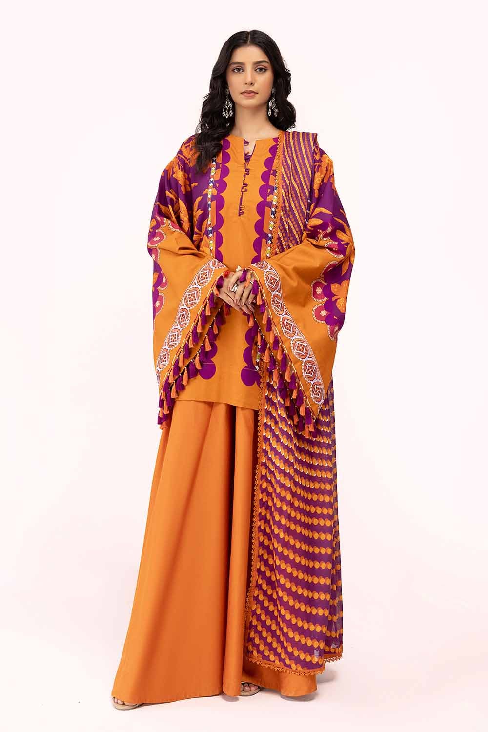 Gul Ahmed | Winter Collection 24 | Cotton Net Dupatta CD-42008 - Official Gul Ahmed - Agha Fabrics UK
