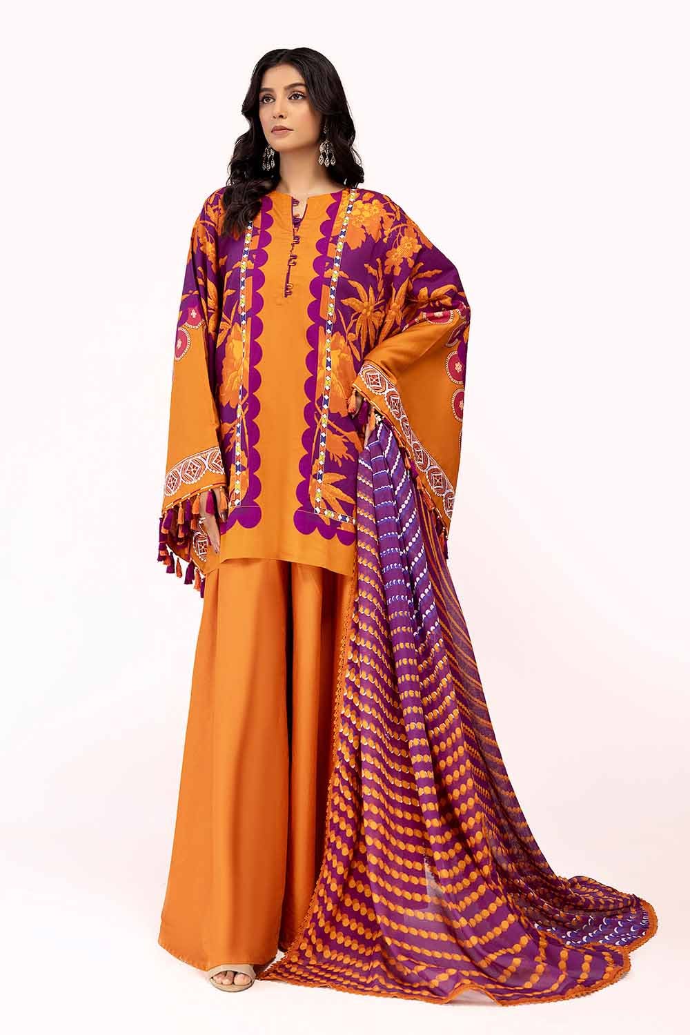 Gul Ahmed | Winter Collection 24 | Cotton Net Dupatta CD-42008 - Official Gul Ahmed - Agha Fabrics UK