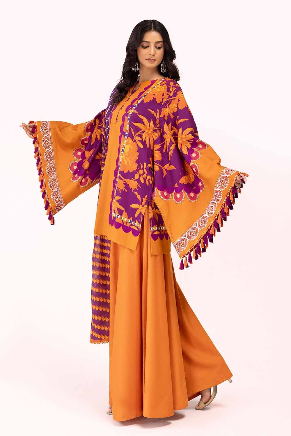 Gul Ahmed | Winter Collection 24 | Cotton Net Dupatta CD-42008 - Official Gul Ahmed - Agha Fabrics UK