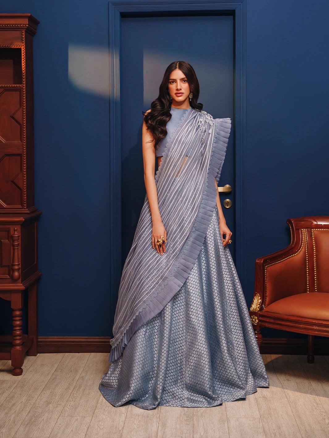 Amroz Atelier | Reveur Formals | Celestial Blue - Official Agha Fabrics - Agha Fabrics UK