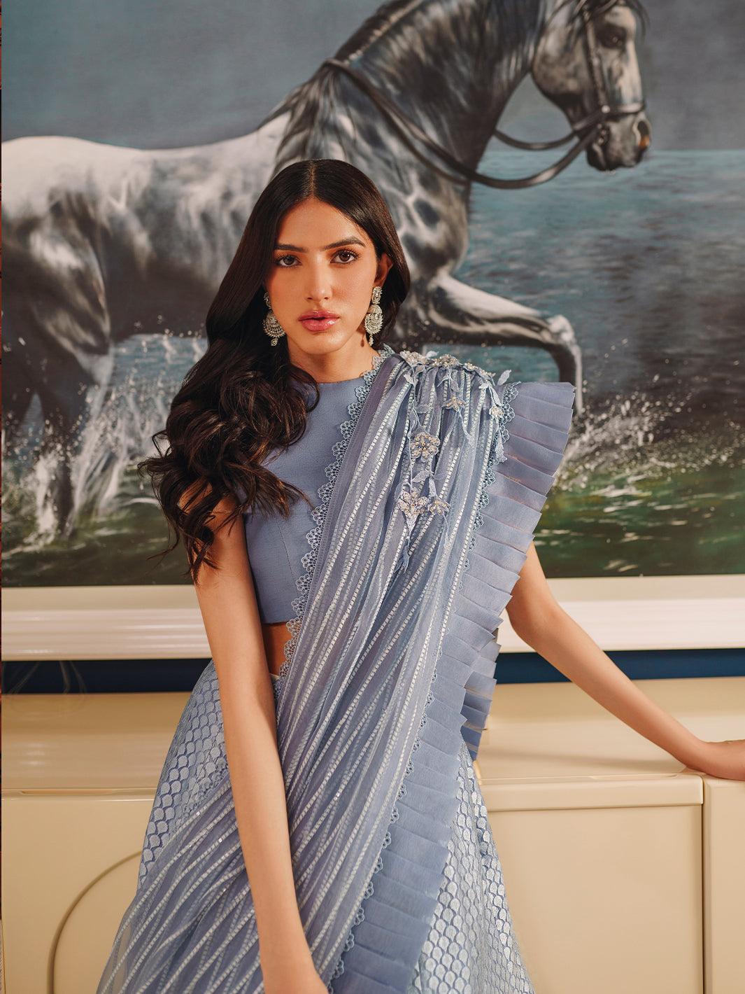 Amroz Atelier | Reveur Formals | Celestial Blue - Official Agha Fabrics - Agha Fabrics UK