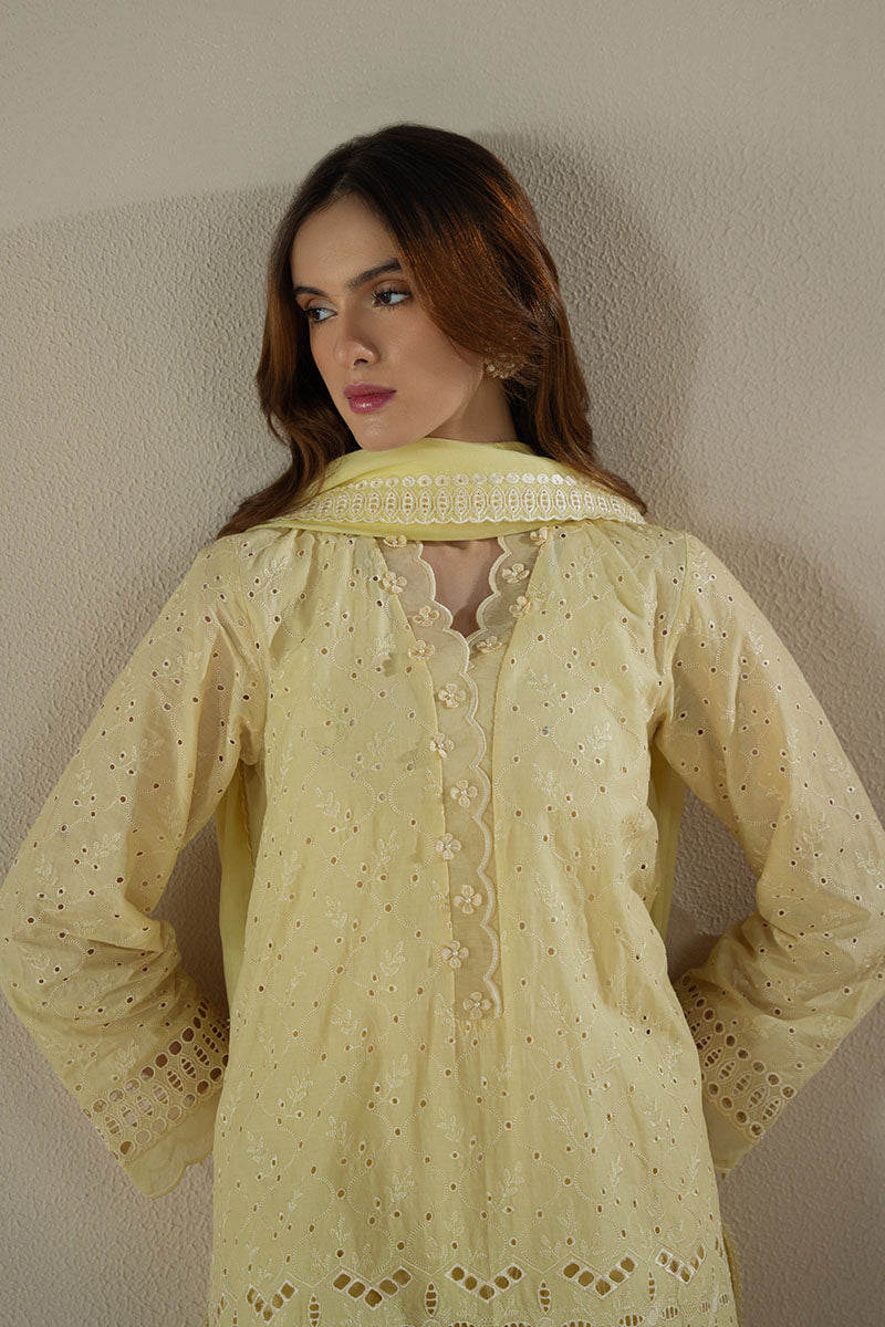 Cross Stitch | Chikankari Lawn 25 | LEMON ZEST