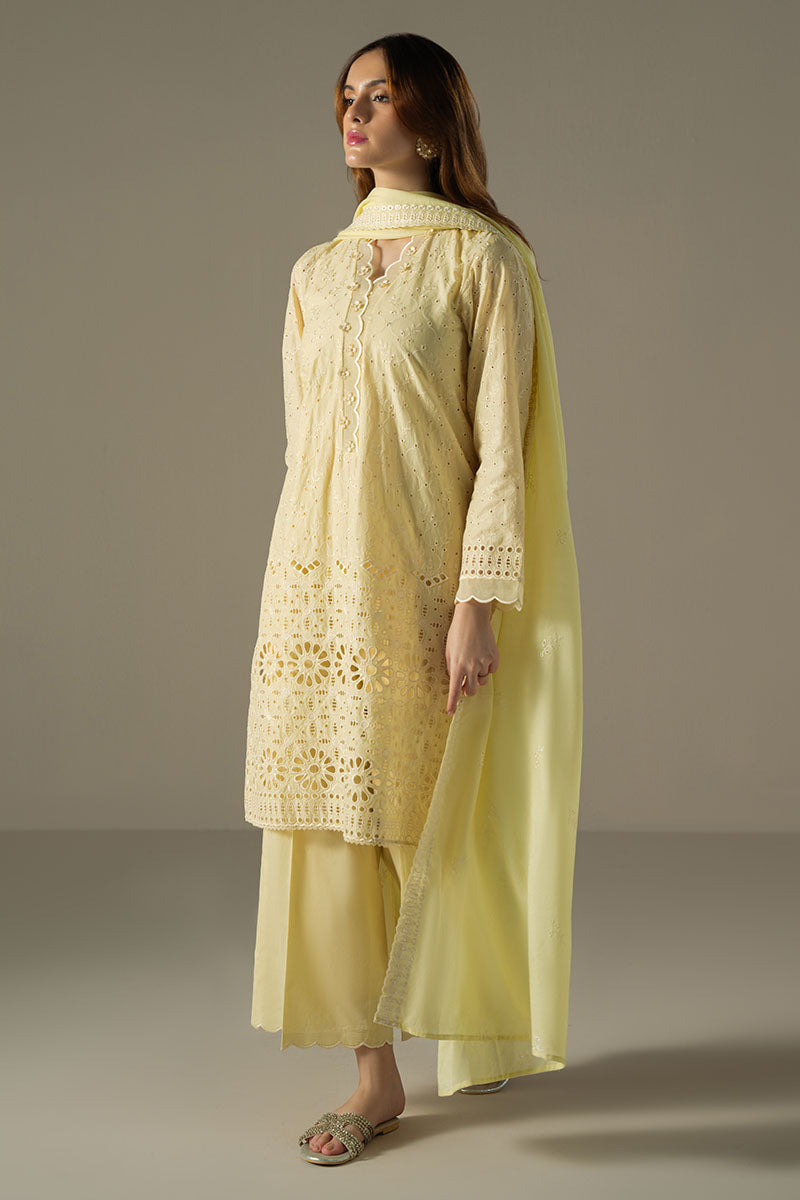 Cross Stitch | Chikankari Lawn 25 | LEMON ZEST