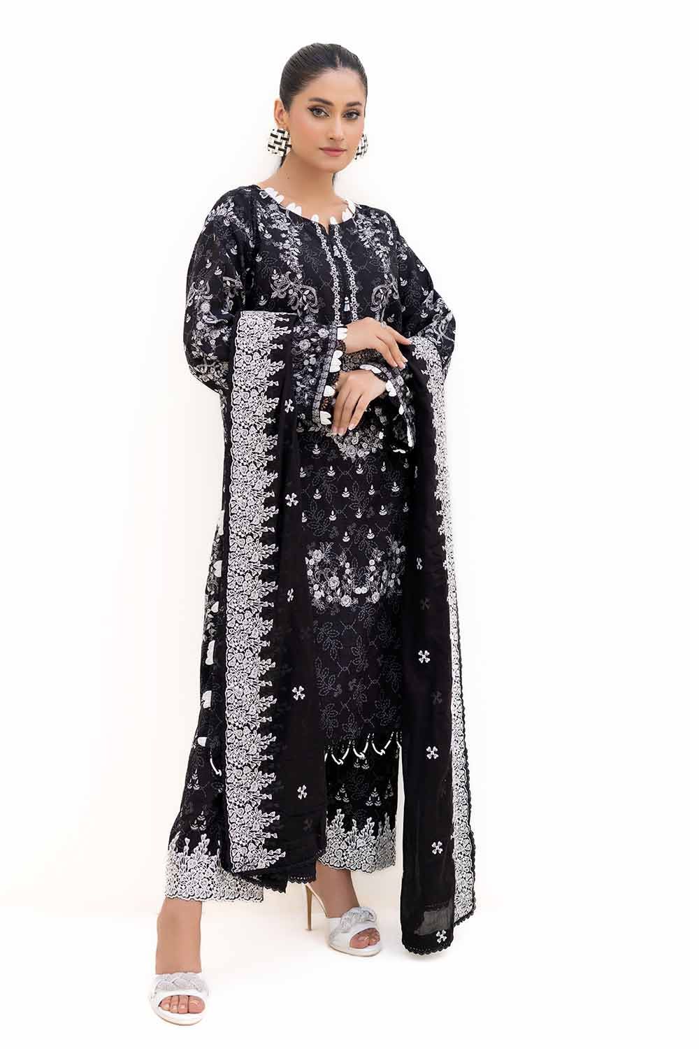 Gul Ahmed | Winter Collection 24 | Cotton Net Dupatta CN-42002 - Official Gul Ahmed - Agha Fabrics UK