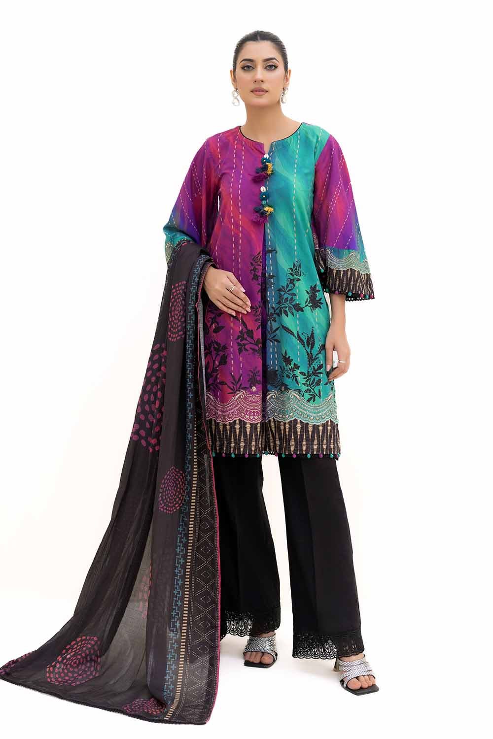 Gul Ahmed | Winter Collection 24 | Cotton Net Dupatta CN-42003 - Official Gul Ahmed - Agha Fabrics UK