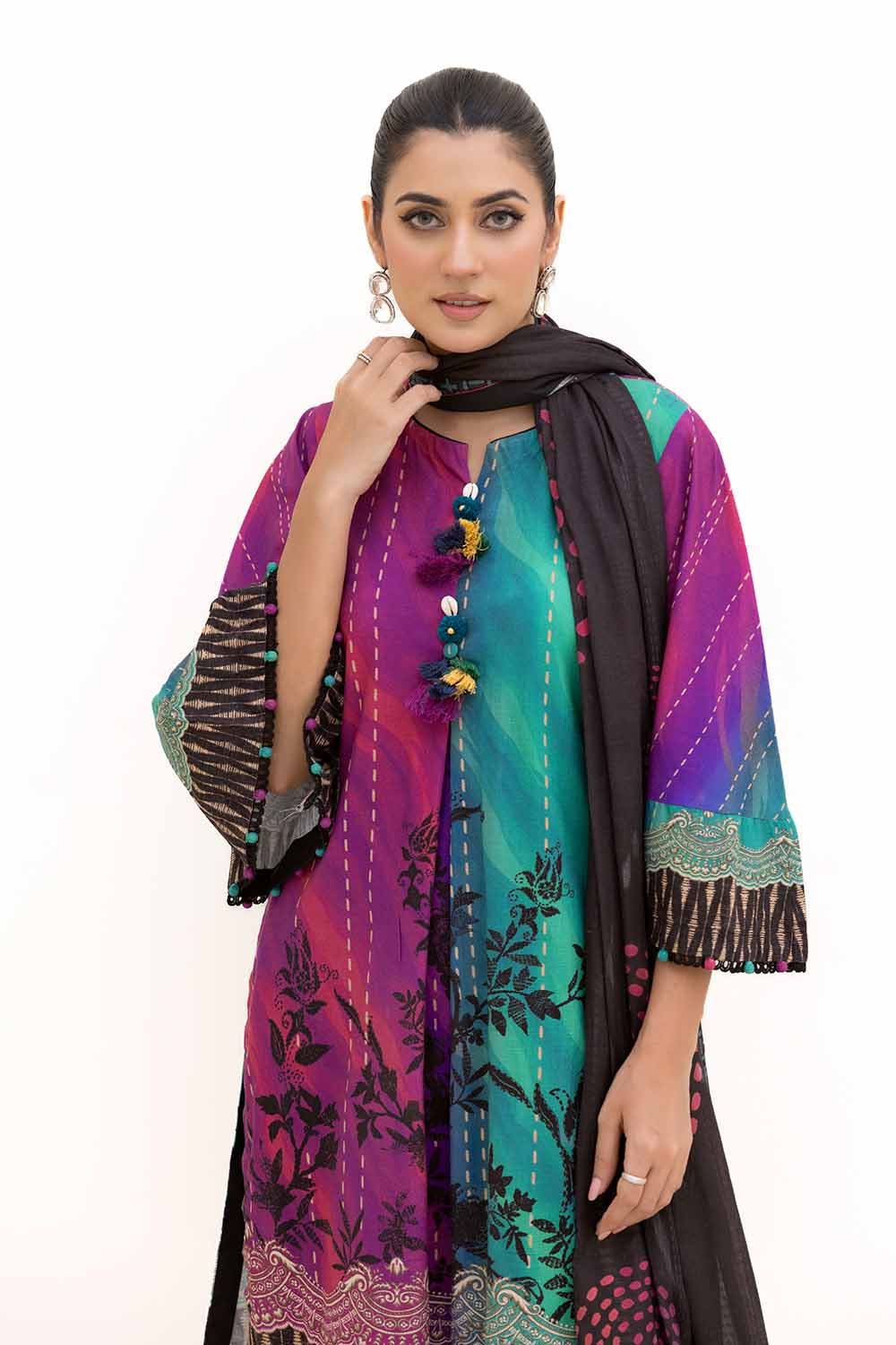 Gul Ahmed | Winter Collection 24 | Cotton Net Dupatta CN-42003 - Official Gul Ahmed - Agha Fabrics UK