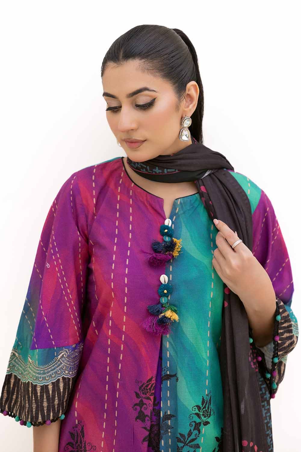 Gul Ahmed | Winter Collection 24 | Cotton Net Dupatta CN-42003 - Official Gul Ahmed - Agha Fabrics UK