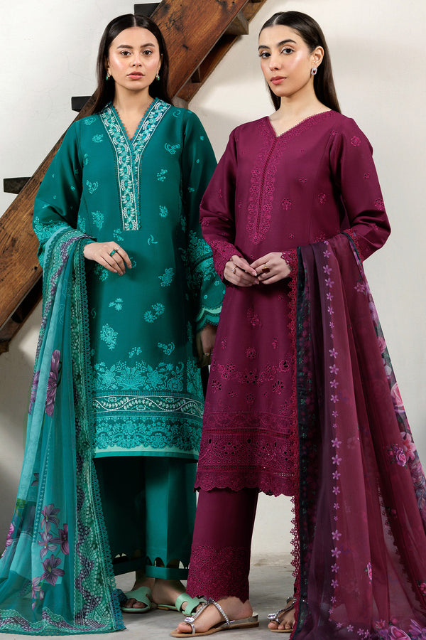 Farasha | Summer Weaves Embroidered Lawn | Garnet Passion