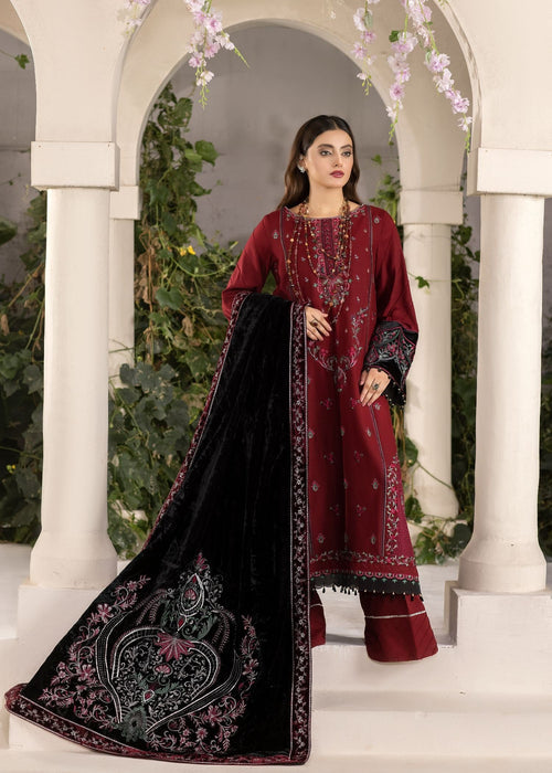 Meem | Winter Collection | MAROON (LINEN) - Official Meem - Agha Fabrics UK