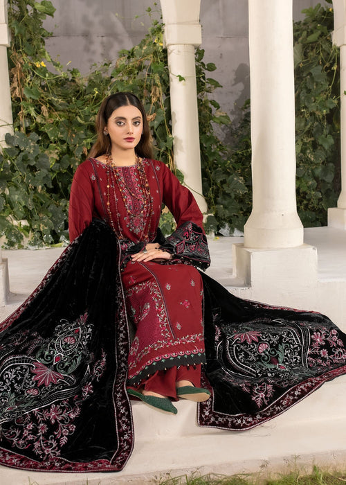 Meem | Winter Collection | MAROON (LINEN) - Official Meem - Agha Fabrics UK