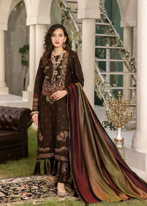 Meem | Winter Collection | BROWN (LINEN) - Official Meem - Agha Fabrics UK