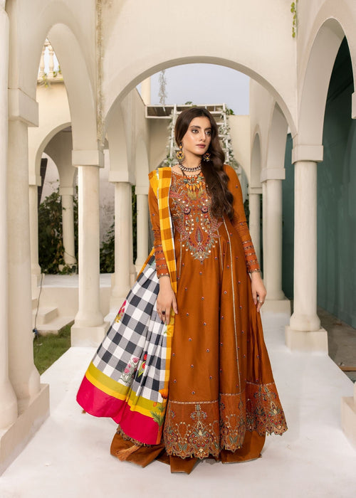 Meem | Winter Collection | RUST (LINEN) - Official Meem - Agha Fabrics UK