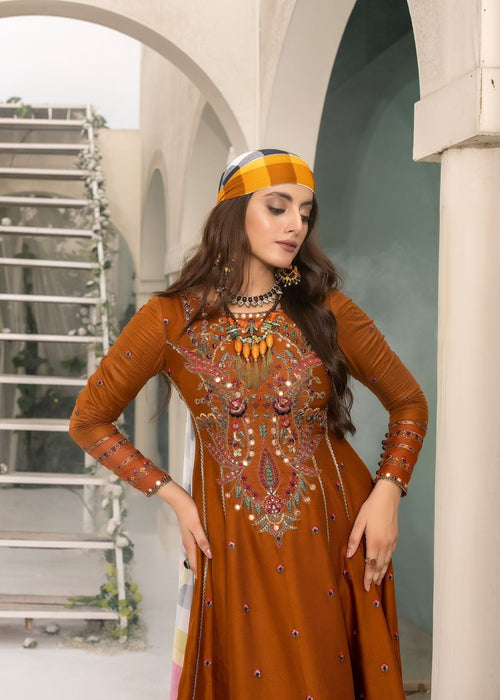 Meem | Winter Collection | RUST (LINEN) - Official Meem - Agha Fabrics UK