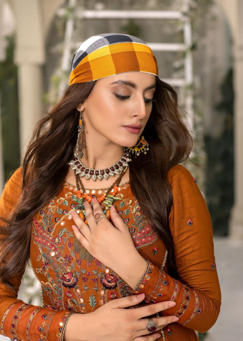 Meem | Winter Collection | RUST (LINEN) - Official Meem - Agha Fabrics UK