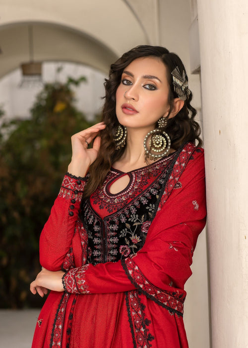 Meem | Winter Collection | RED (KARANDI) - Official Meem - Agha Fabrics UK