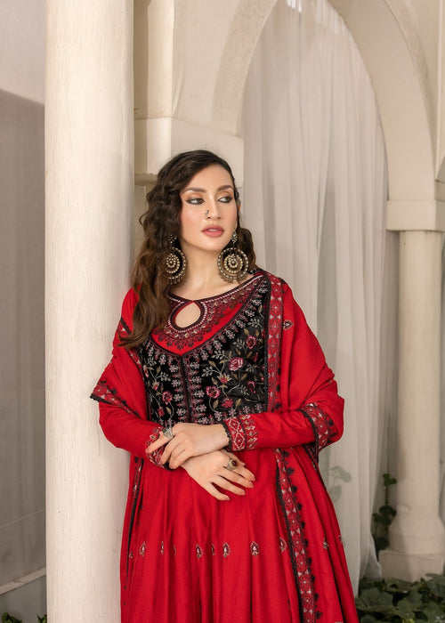 Meem | Winter Collection | RED (KARANDI) - Official Meem - Agha Fabrics UK