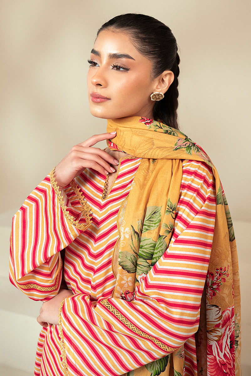 Cross Stitch | Daily Lawn 24 | GOLDEN ROSADO-3 PIECE LAWN SUIT - Official Cross Stitch - Agha Fabrics UK