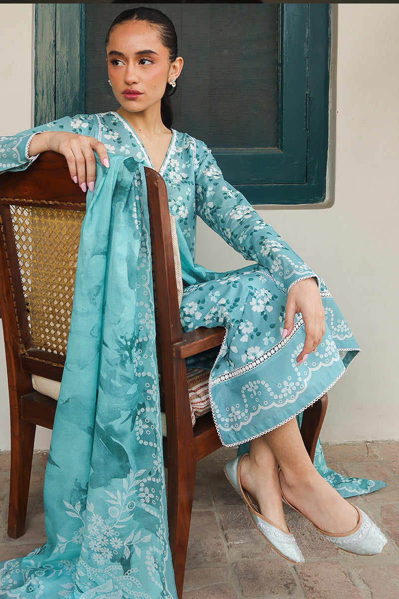 Cross Stitch | Printed Lawn | BLUE CHARM - Official Cross Stitch - Agha Fabrics UK