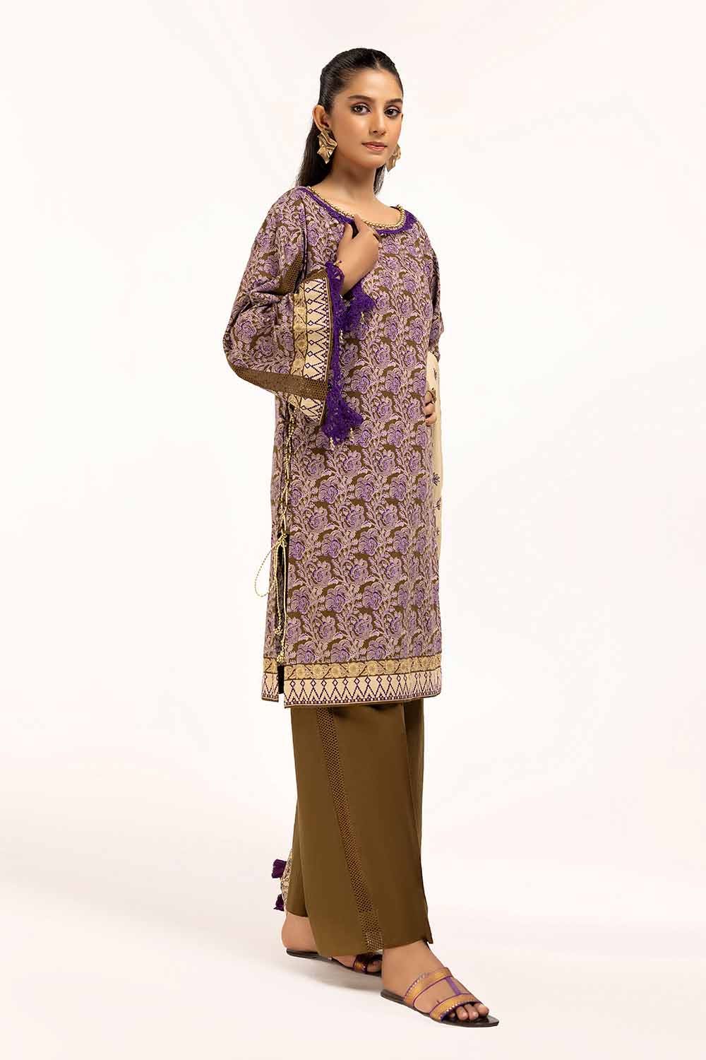 Gul Ahmed | Winter Collection 24 | Cotail Suit with Printed Twill Cotton Linen Dupatta CV-42009 - Official Gul Ahmed - Agha Fabrics UK
