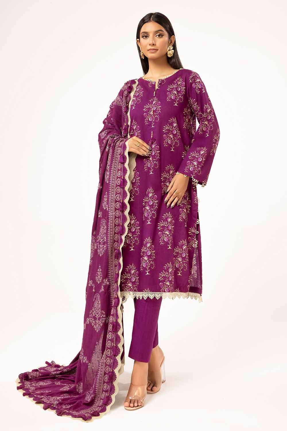 Gul Ahmed | Winter Collection 24 | Twill Cotton Linen Dupatta CV-42010 - Official Gul Ahmed - Agha Fabrics UK