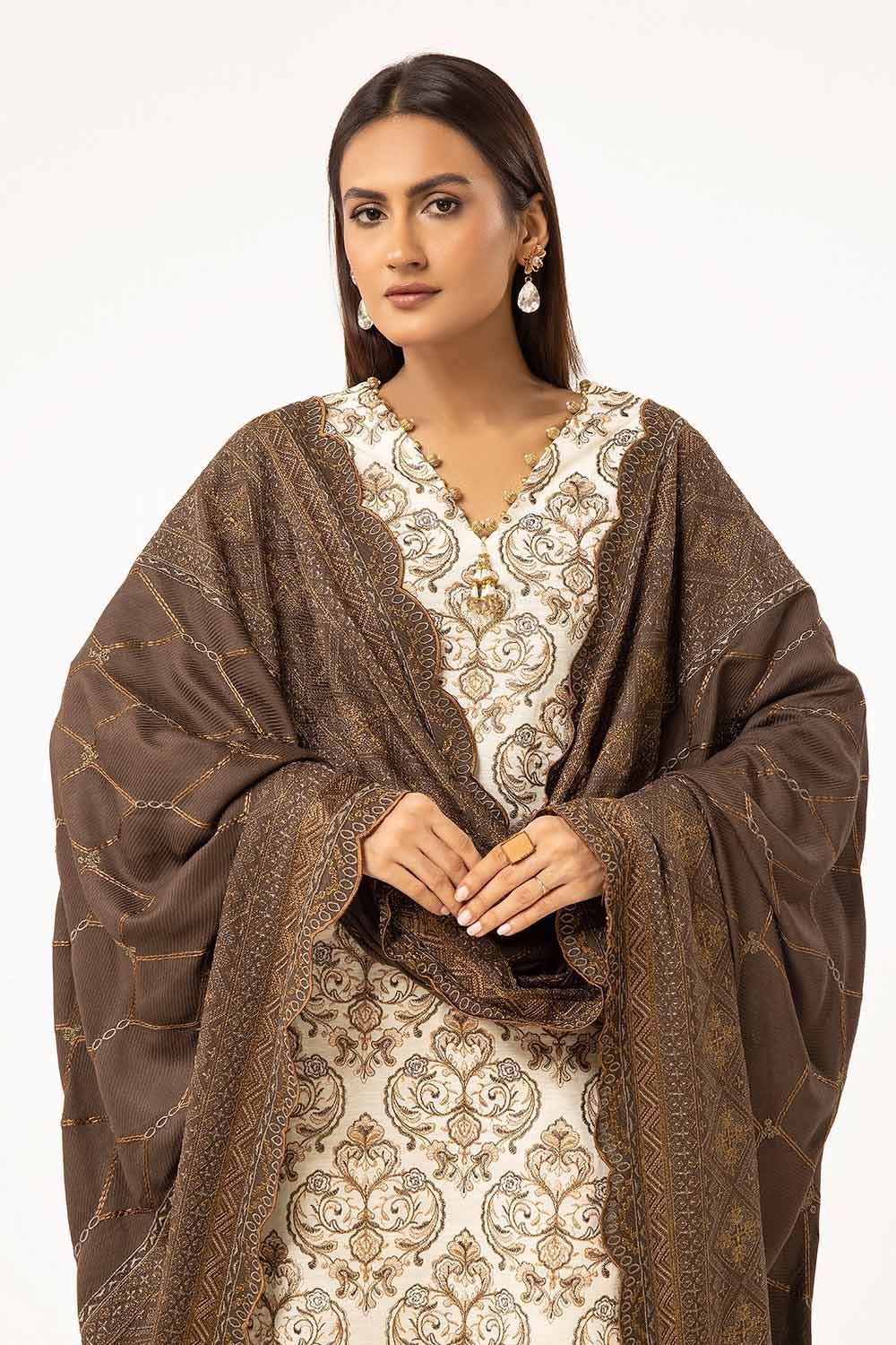 Gul Ahmed | Winter Collection 24 | Twill Cotton Linen Dupatta CV-42011 - Official Gul Ahmed - Agha Fabrics UK