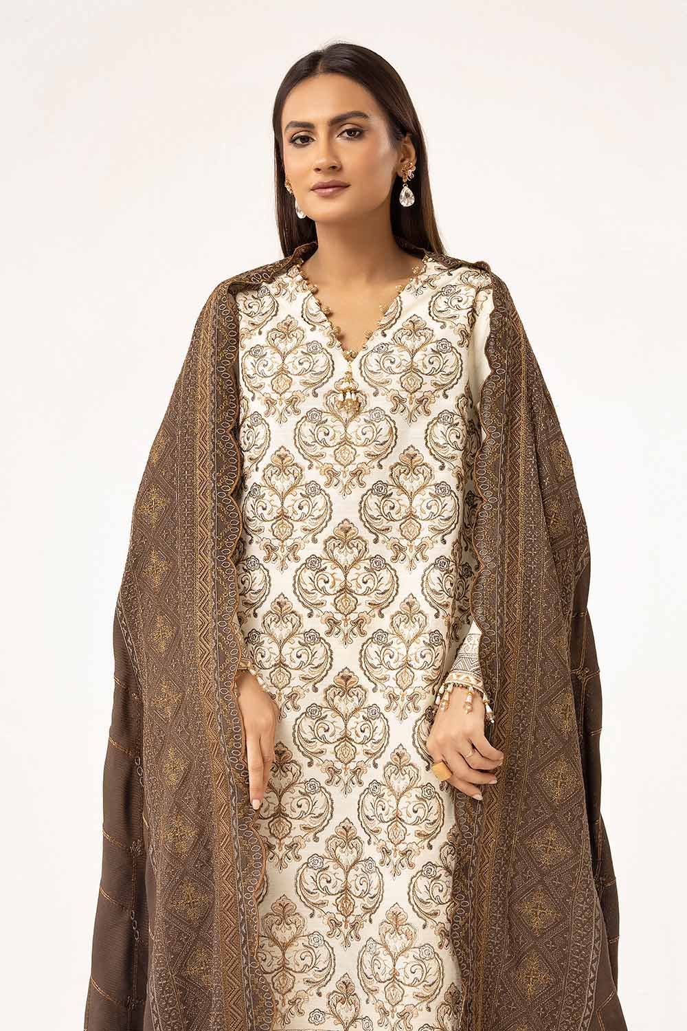 Gul Ahmed | Winter Collection 24 | Twill Cotton Linen Dupatta CV-42011 - Official Gul Ahmed - Agha Fabrics UK