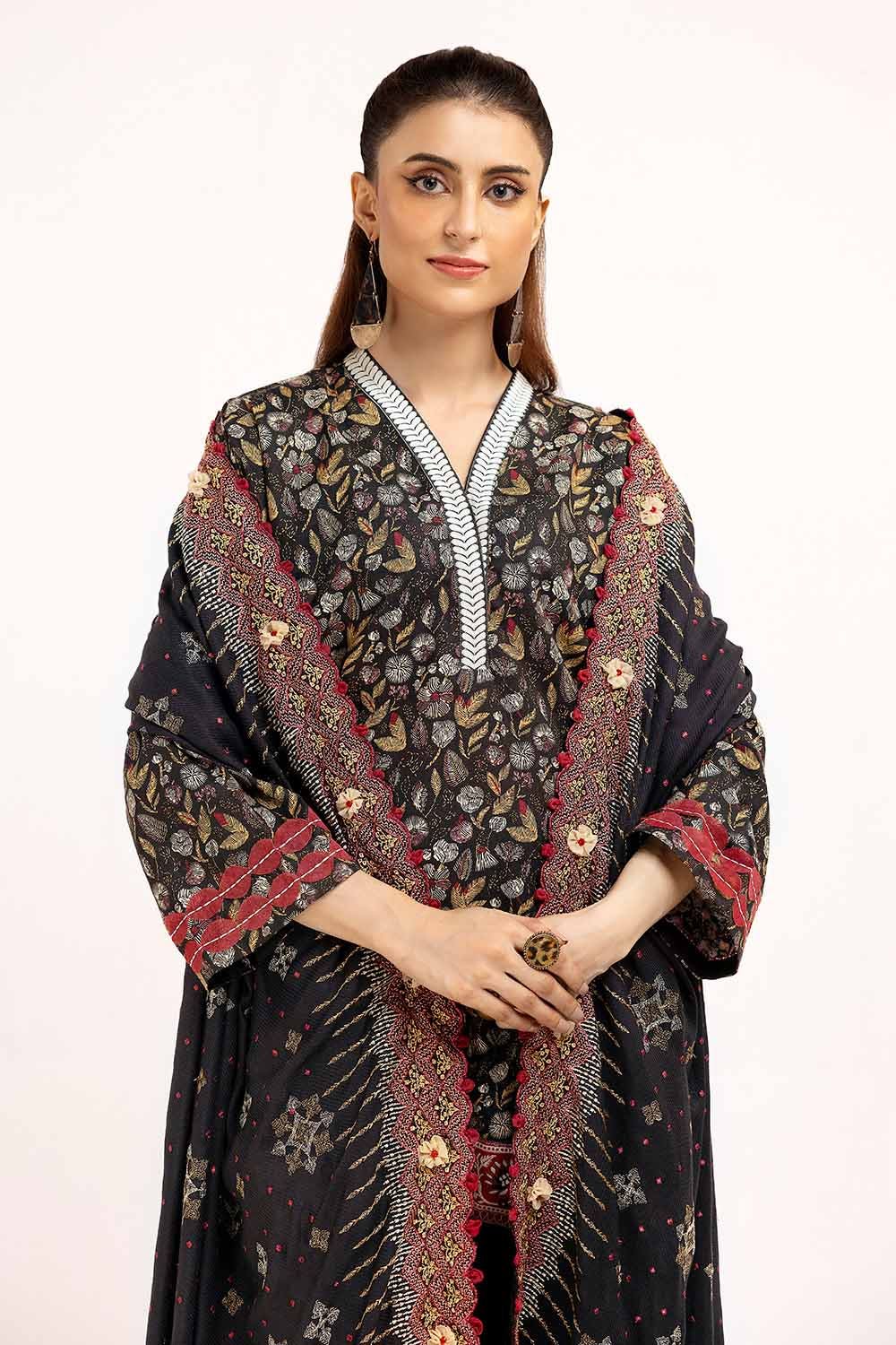 Gul Ahmed | Winter Collection 24 | Twill Cotton Linen Dupatta CV-42012 - Official Gul Ahmed - Agha Fabrics UK