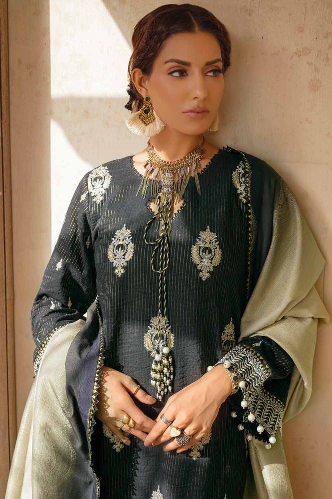 Gul Ahmed | Winter Collection 24 | Khaddar Jacquard Dupatta MJ-32077 - Official Gul Ahmed - Agha Fabrics UK