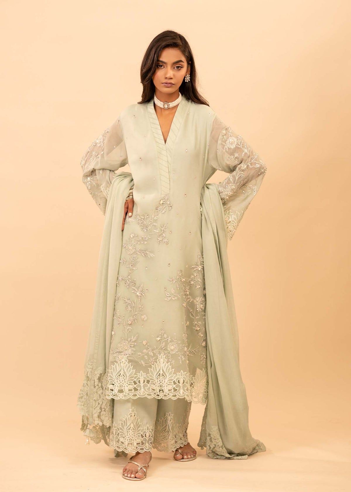 Mahgul | Emerald Hill Formals | Green Pearl - Official Mahgul - Agha Fabrics UK