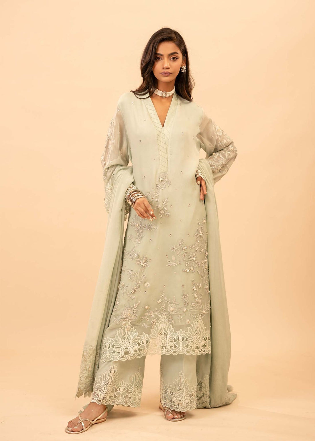 Mahgul | Emerald Hill Formals | Green Pearl - Official Mahgul - Agha Fabrics UK