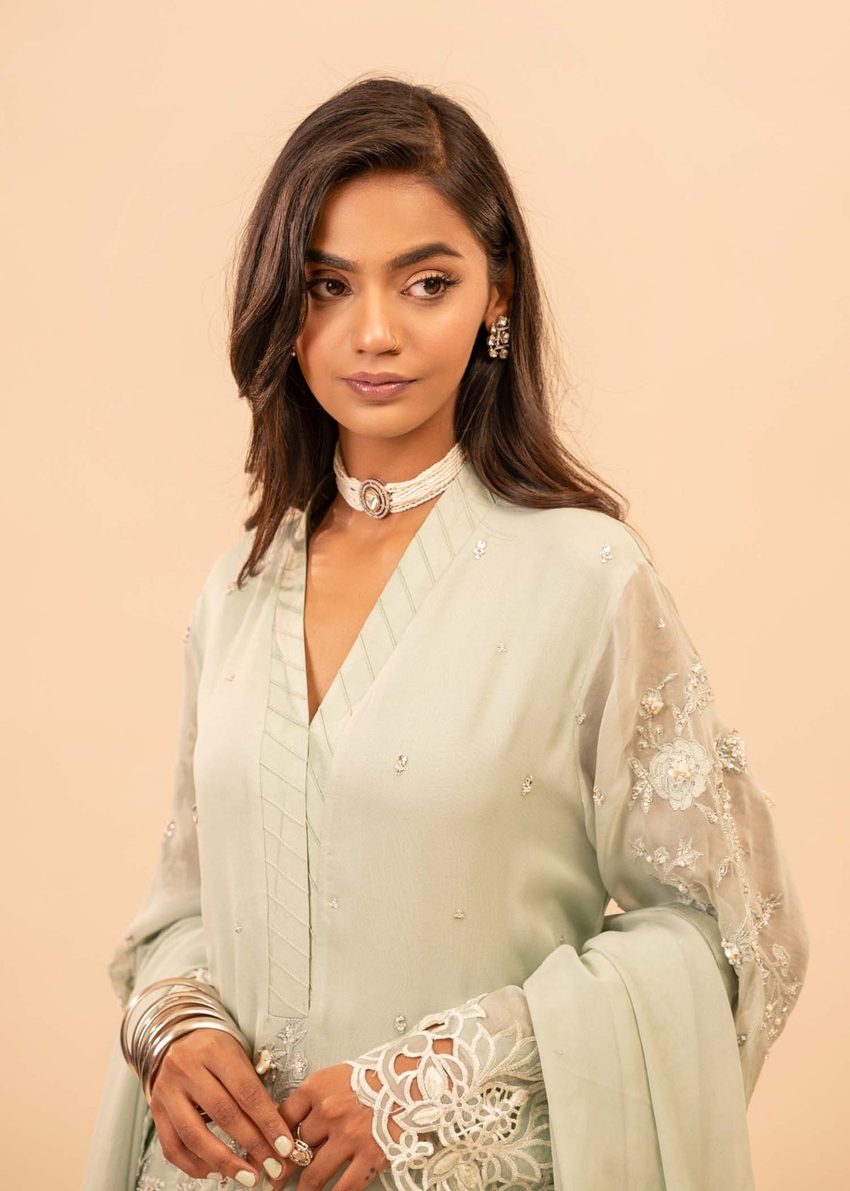 Mahgul | Emerald Hill Formals | Green Pearl - Official Mahgul - Agha Fabrics UK