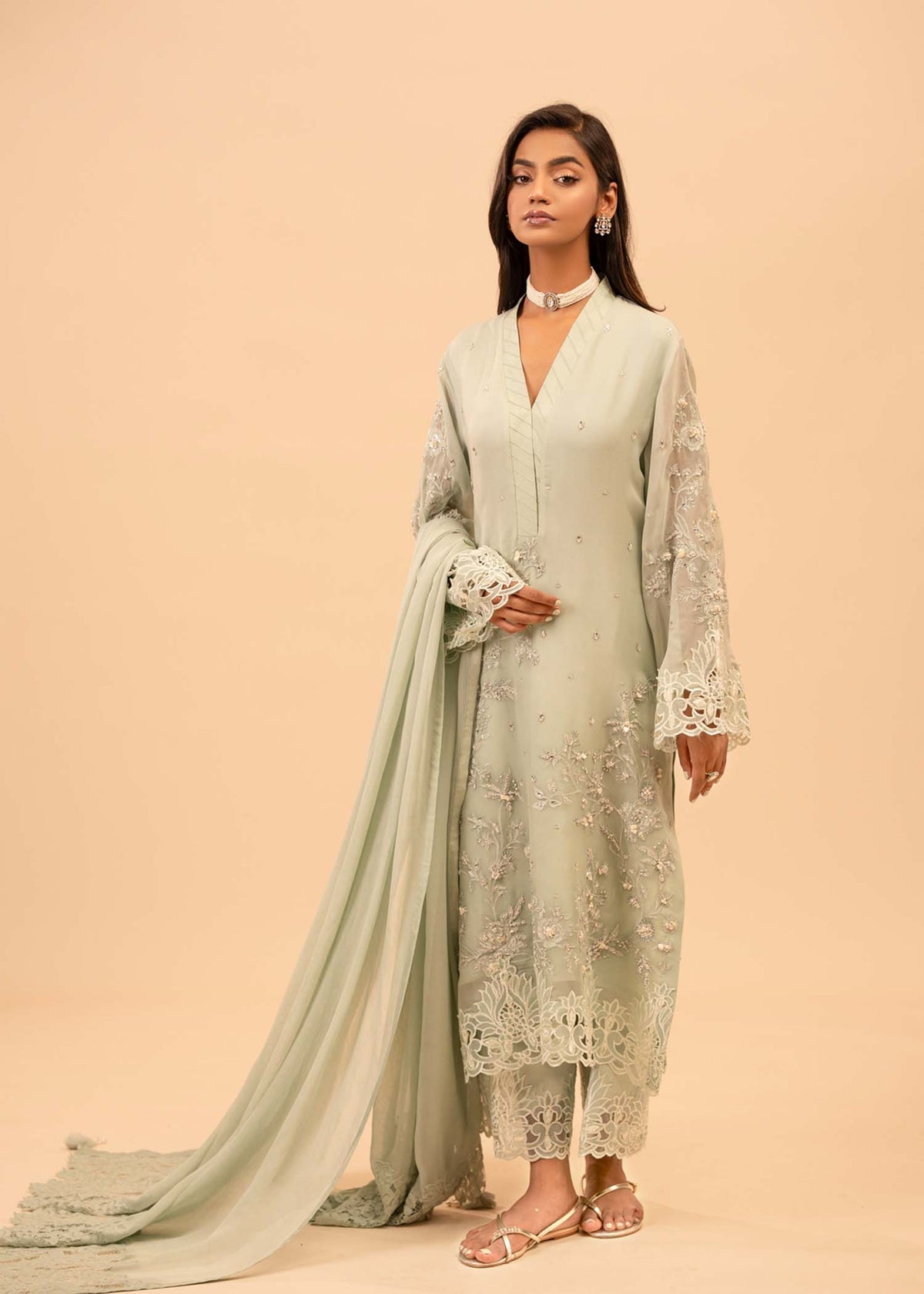 Mahgul | Emerald Hill Formals | Green Pearl - Official Mahgul - Agha Fabrics UK