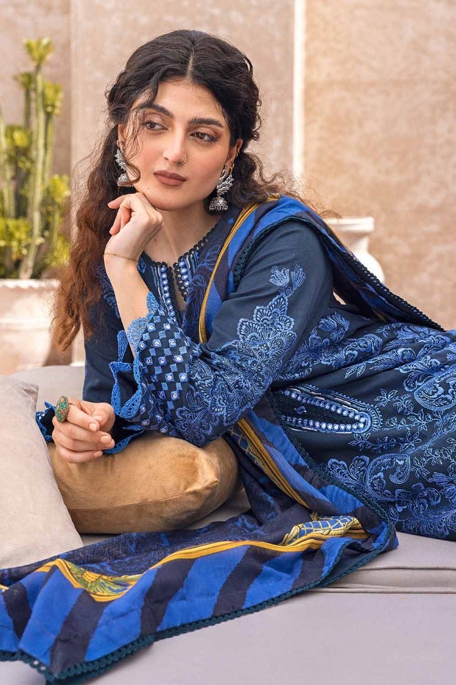 Gul Ahmed | Winter Collection 24 | Cotton Net Dupatta CN-32040 - Official Gul Ahmed - Agha Fabrics UK