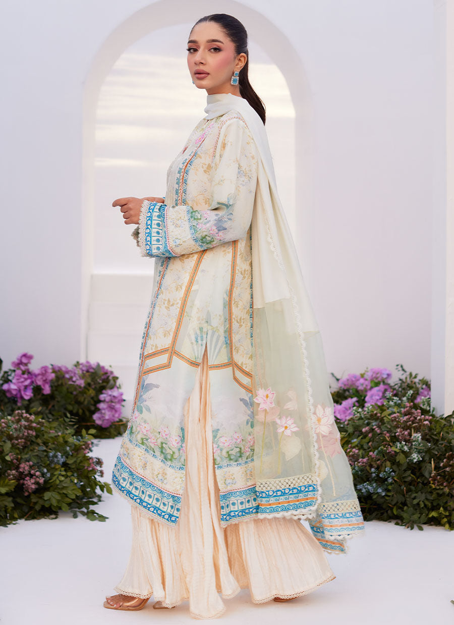 Farah Talib Aziz | Zaza Prints 24 | TURKISH AQUA SHIRT AND DUPATTA