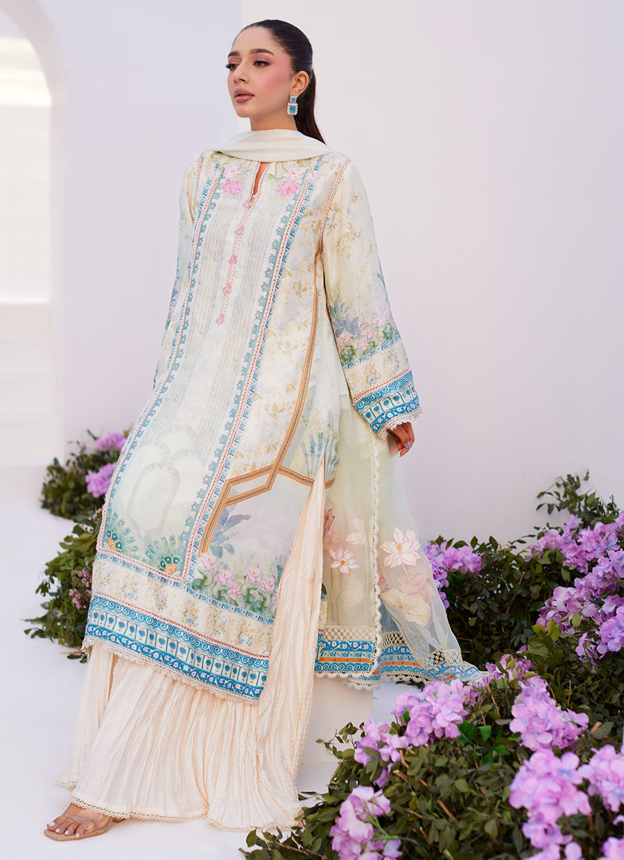 Farah Talib Aziz | Zaza Prints 24 | TURKISH AQUA SHIRT AND DUPATTA