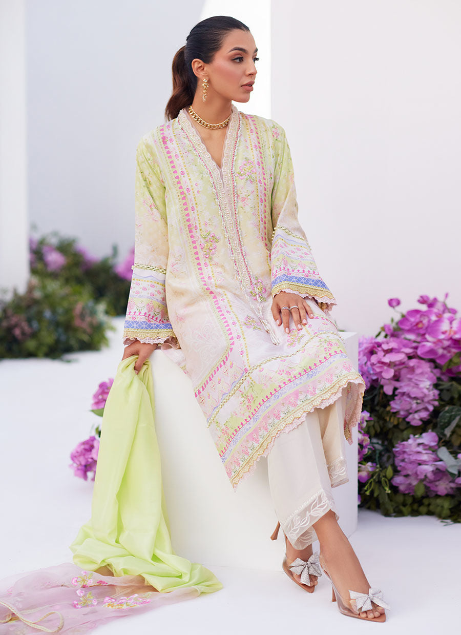Farah Talib Aziz | Zaza Prints 24 | PEAR OMBRÃÂÃÂ SHIRT AND DUPATTA