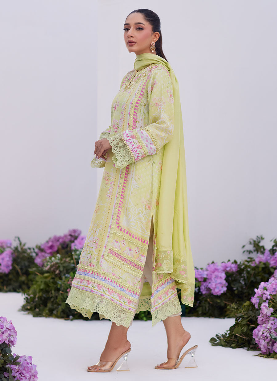 Farah Talib Aziz | Zaza Prints 24 | KELLY LIME SHIRT AND DUPATTA