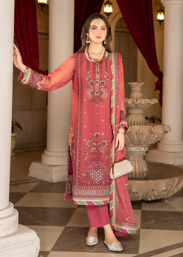 Strawberry | Rimjhim Chiffon Collection | FLS-RJ-003