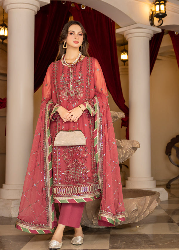 Strawberry | Rimjhim Chiffon Collection | FLS-RJ-003