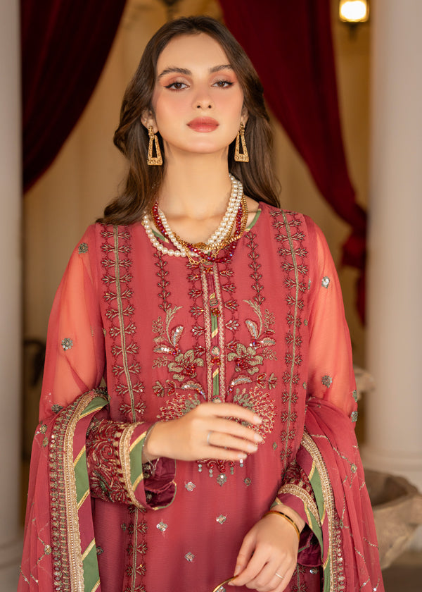 Strawberry | Rimjhim Chiffon Collection | FLS-RJ-003