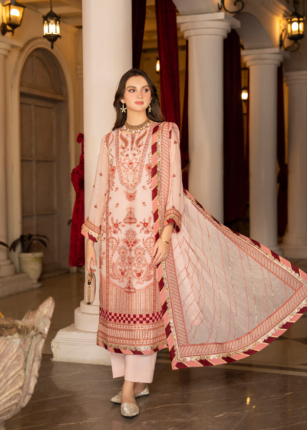 Strawberry | Rimjhim Chiffon Collection | FLS-RJ-006