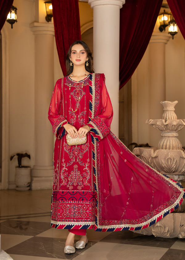 Strawberry | Rimjhim Chiffon Collection | FLS-RJ-007