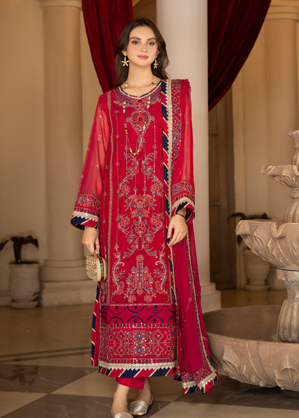 Strawberry | Rimjhim Chiffon Collection | FLS-RJ-007
