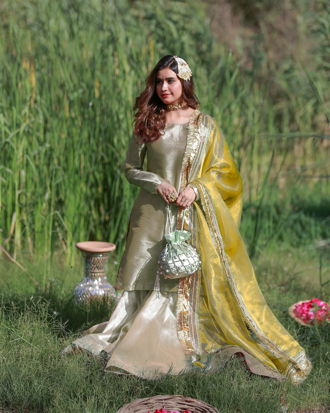 Zar | Gharara Formals | Gold/Yellow - Official Zar - Agha Fabrics UK